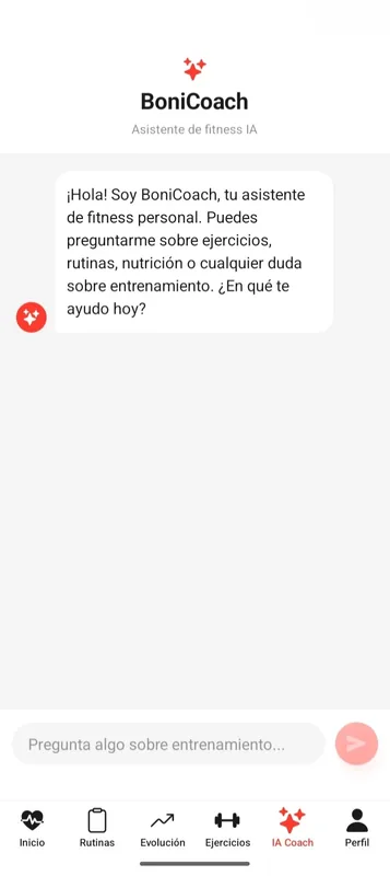 Pantalla del asistente BoniCoach con IA